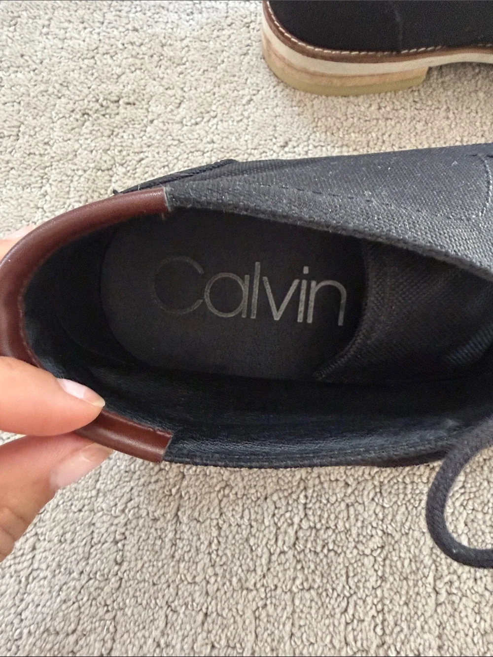 Calvin Klein Men's Black Canvas Chukka Boots with Brown Collar